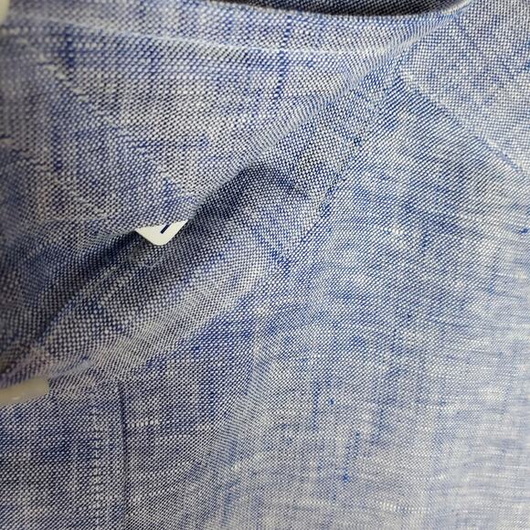 Untuckit Mens 100% Linen Vin Santo Long Sleeve Button Up Shirt L Blue Slim Fit - Picture 8 of 16
